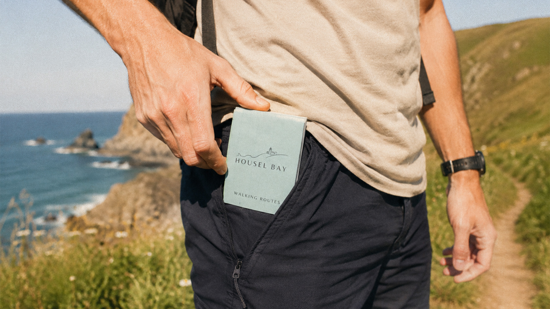 Housel Bay walking map carried on the Cornish coast