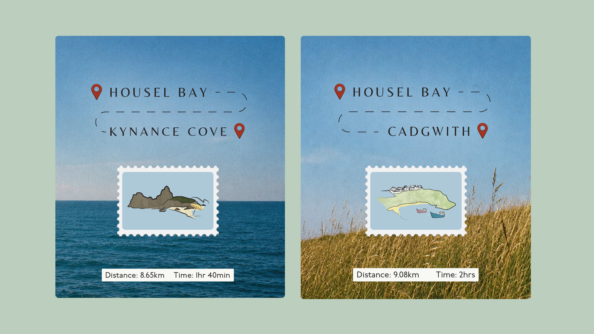 Housel Bay walking route cards for Kynance Cove and Cadgwith