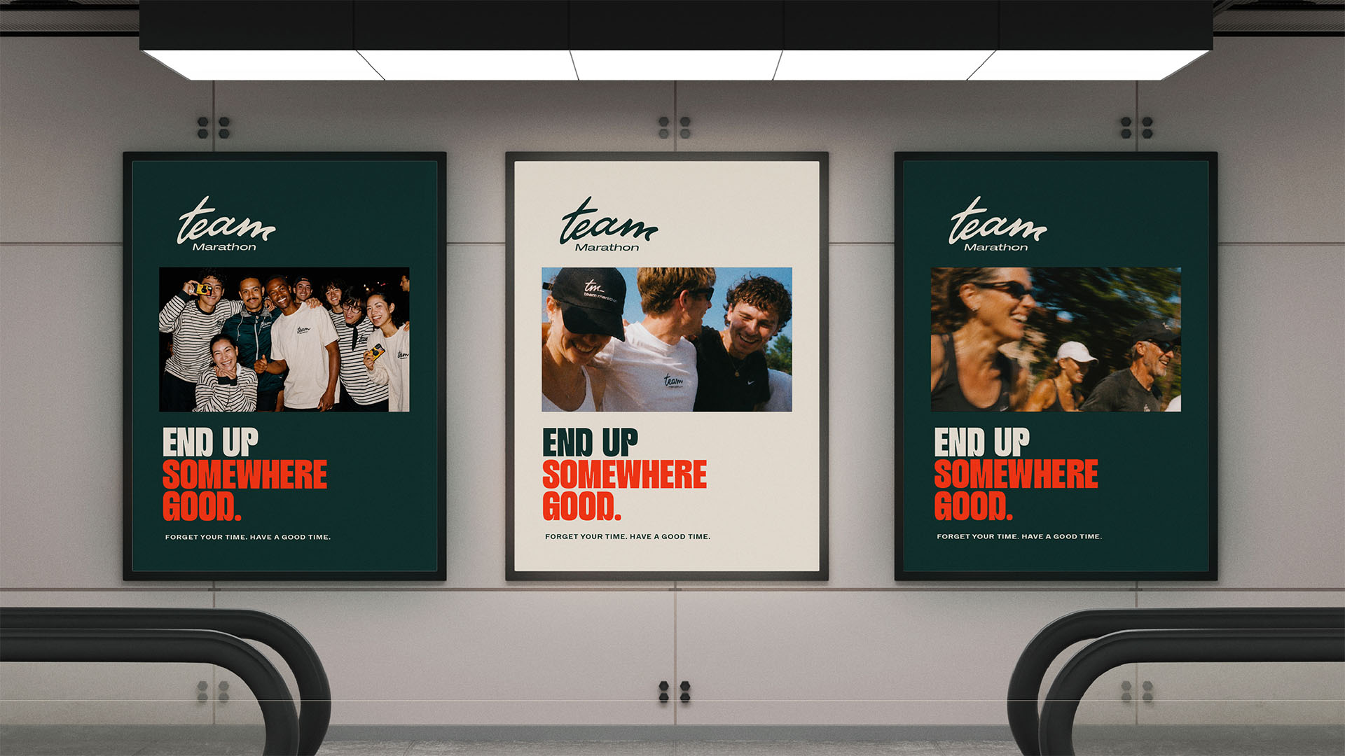 Team Marathon campaign posters in an urban display